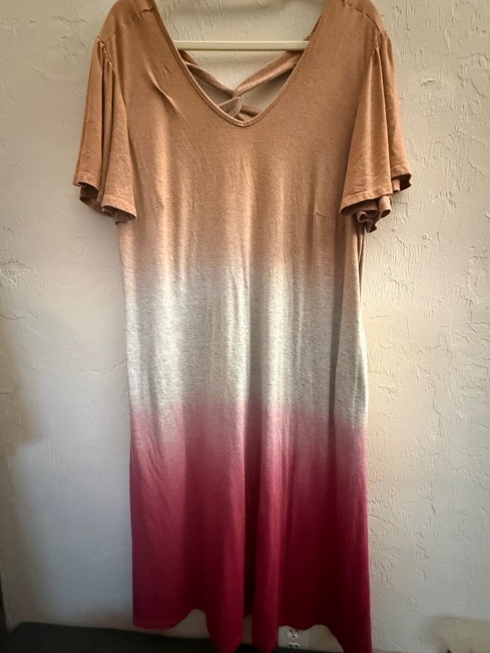 Lane Bryant Tan to Cream to Burgundy Ombre Midi Dress